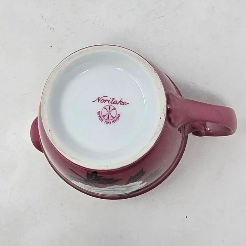 Vtg Noritake creamer pitcher pink floral gold trim mid century Cottagecore